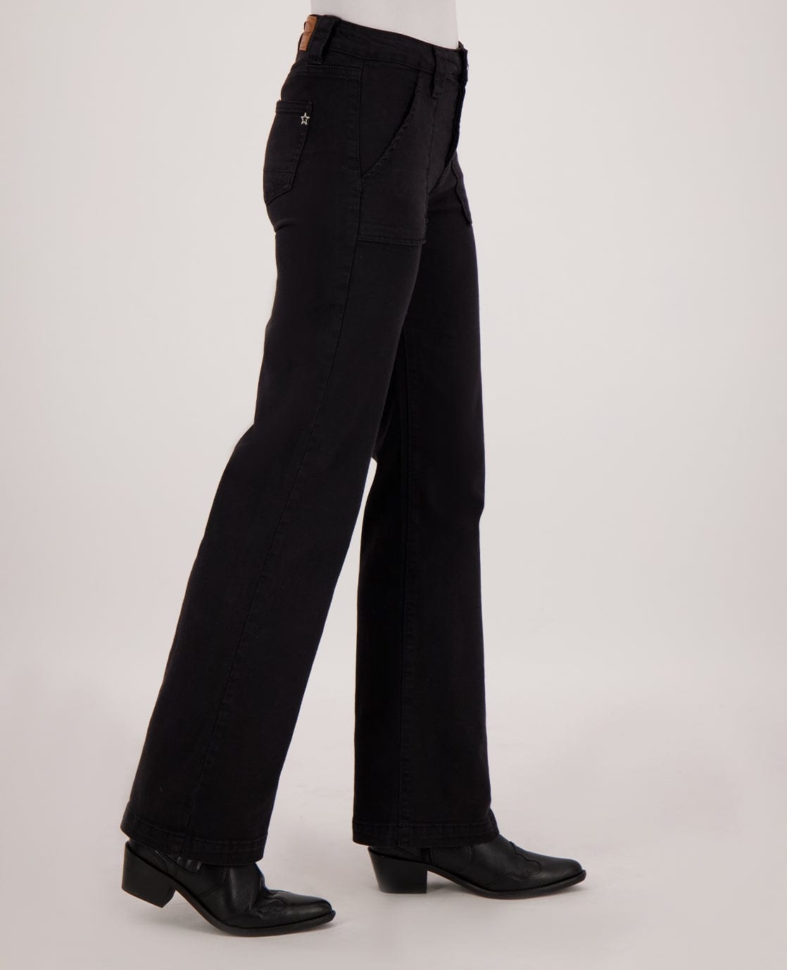 Je m'appelle Broeken Pant Flare Denim | Zwart