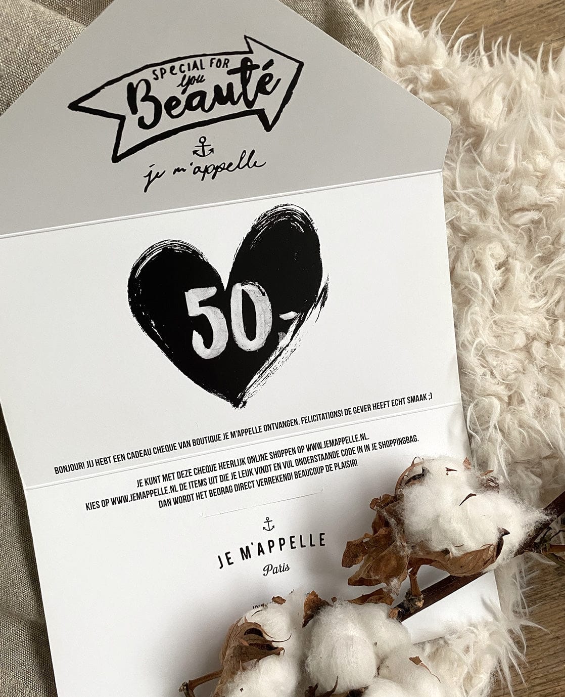 Je m'appelle Accessoires Cadeau Cheque € 50,- | .