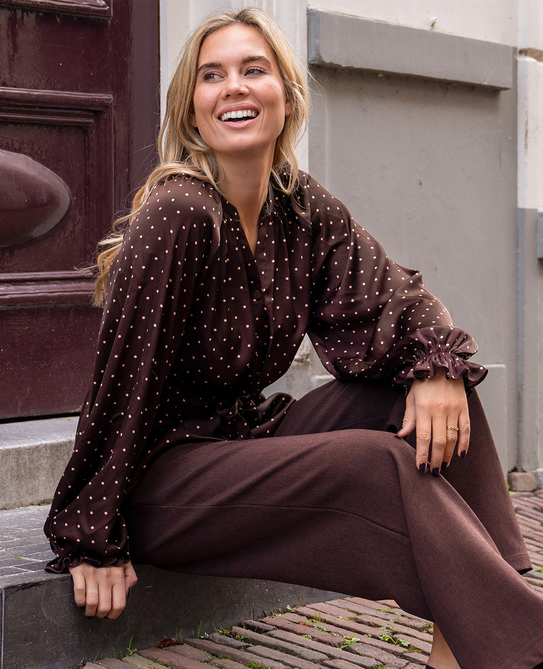 Top Dotted | Night Burgundy / Soft Pink