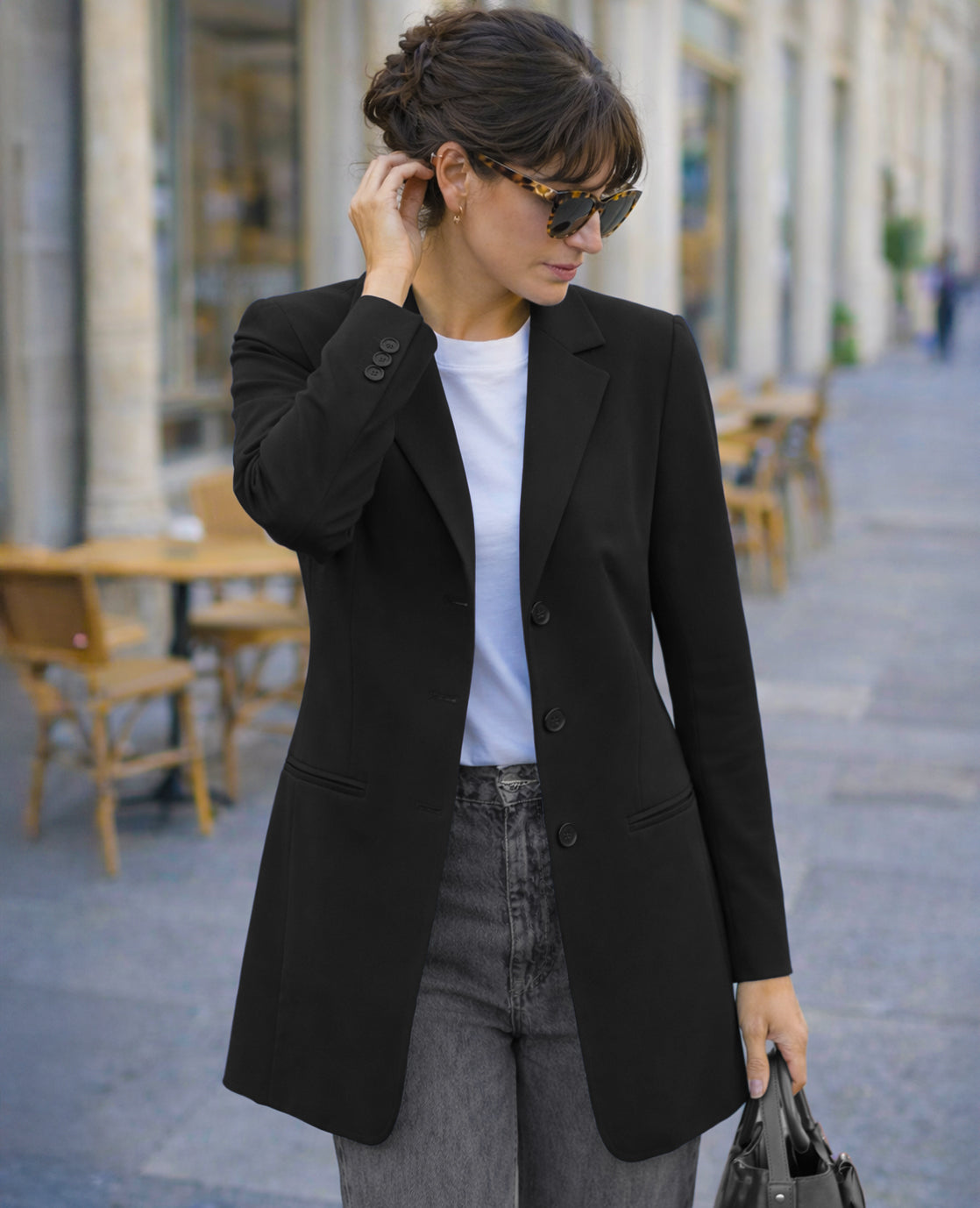 Blazer Longue Travel | Zwart