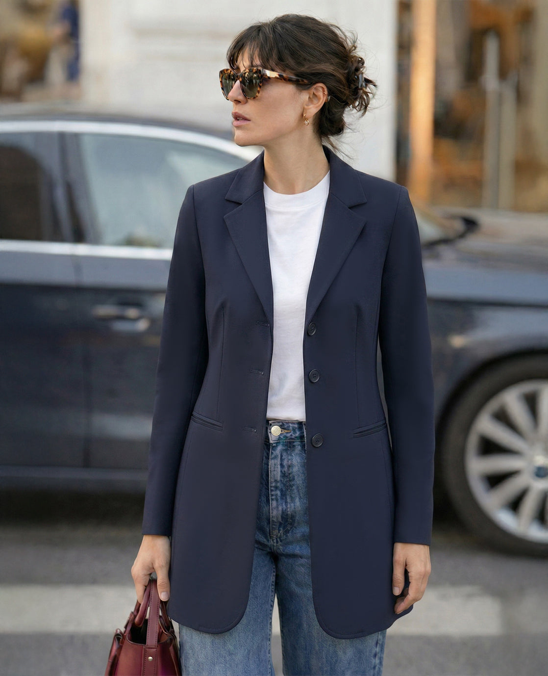 Blazer Longue Travel | Donkerblauw