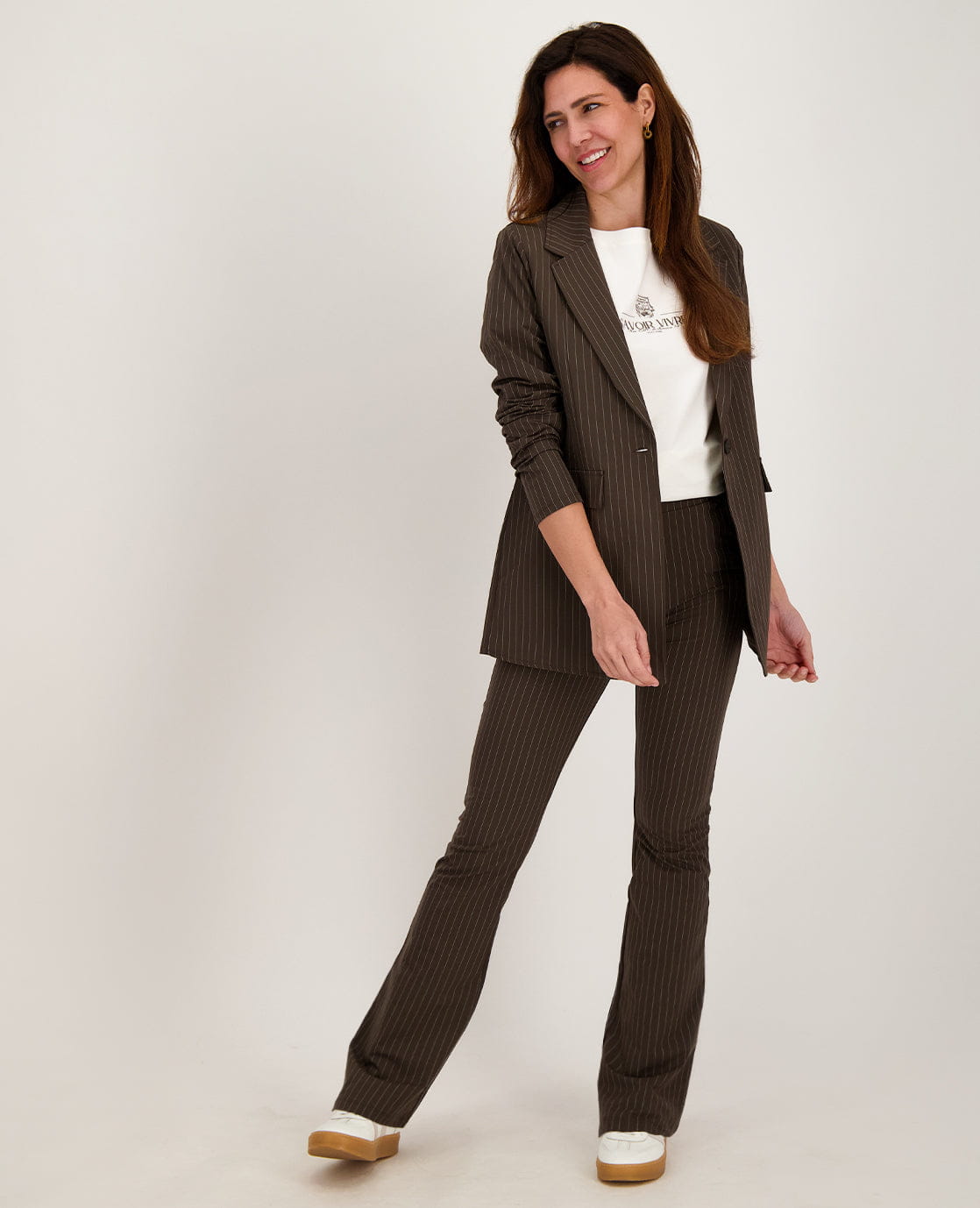 Je m'appelle Broeken Pant Isa Travel ++ | Espresso / Porcelain White