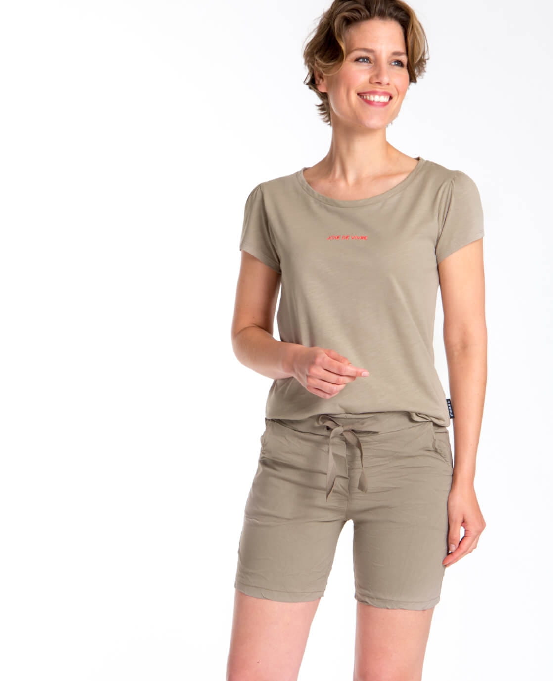 Je m'appelle Broeken Taupe / XS Crinc Short Comfortable | Taupe