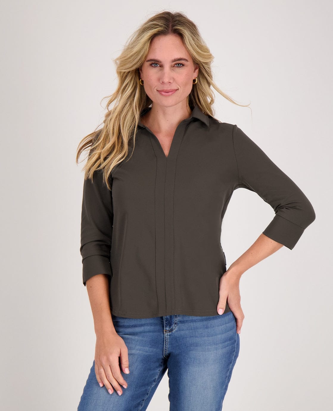 Je m'appelle Tops Dark Taupe / XS Top Collar Travel | Dark Taupe
