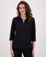 Je m'appelle Tops Top Collar Travel | Zwart