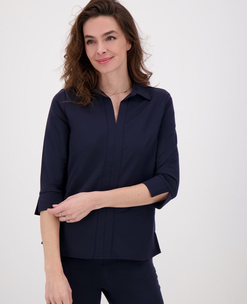 Je m'appelle Tops Donkerblauw / XS Top Collar Travel | Donkerblauw