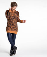 Je m'appelle Tops Tunic Sweater Panthère | Camel / Donkerblauw