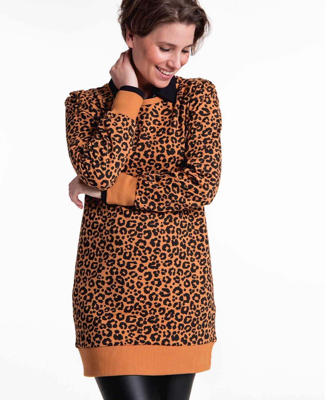 Je m'appelle Tops Tunic Sweater Panthère | Camel / Zwart