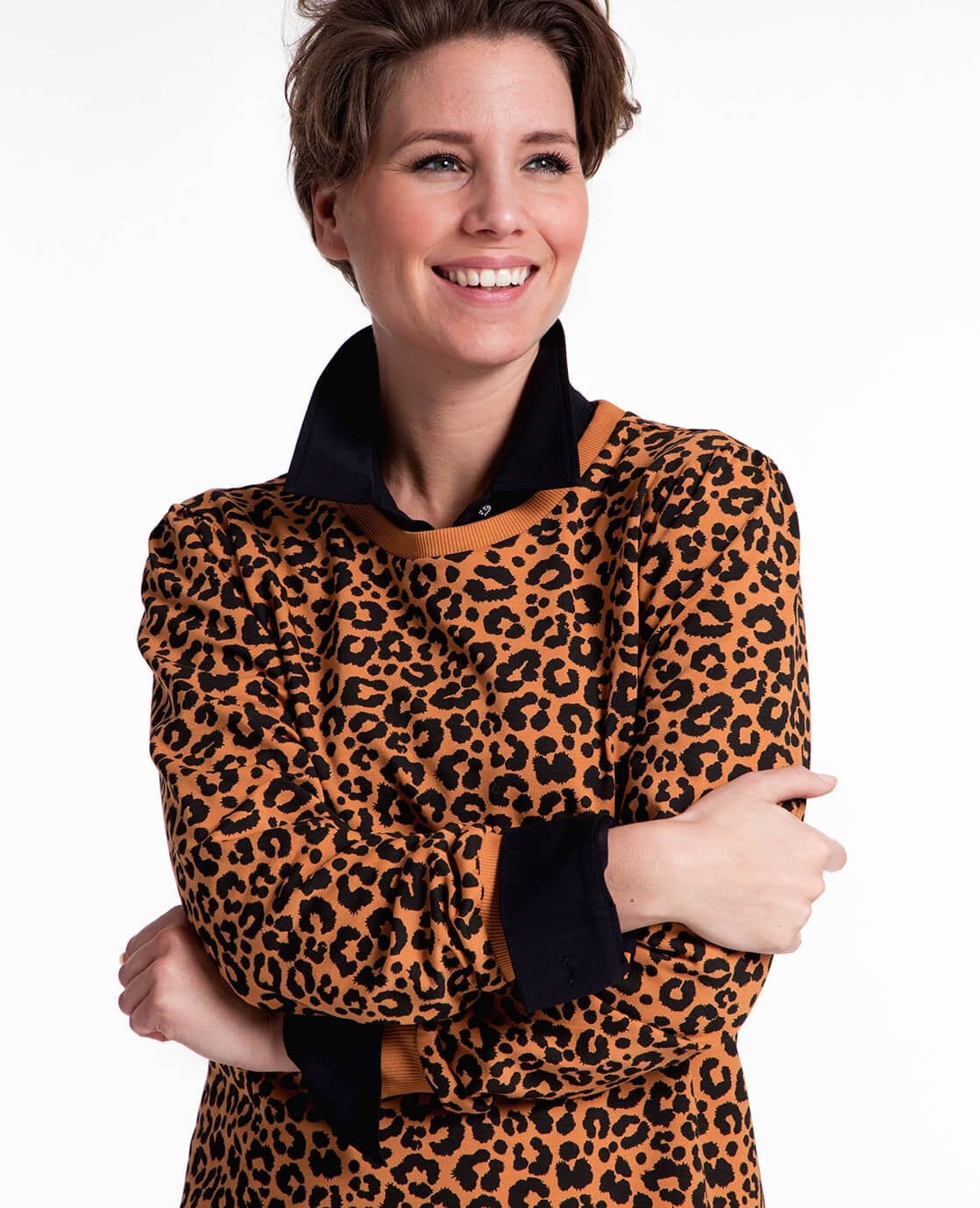 Je m'appelle Tops Tunic Sweater Panthère | Camel / Zwart