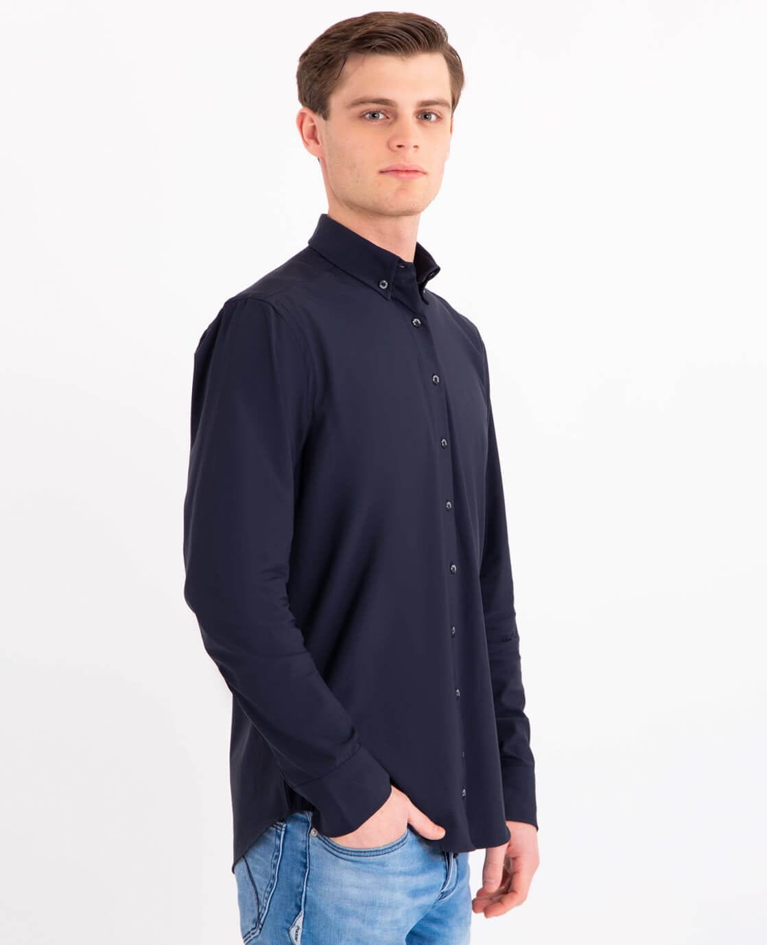 Je m'appelle Tops Button Down Shirt Homme Travel | Donkerblauw