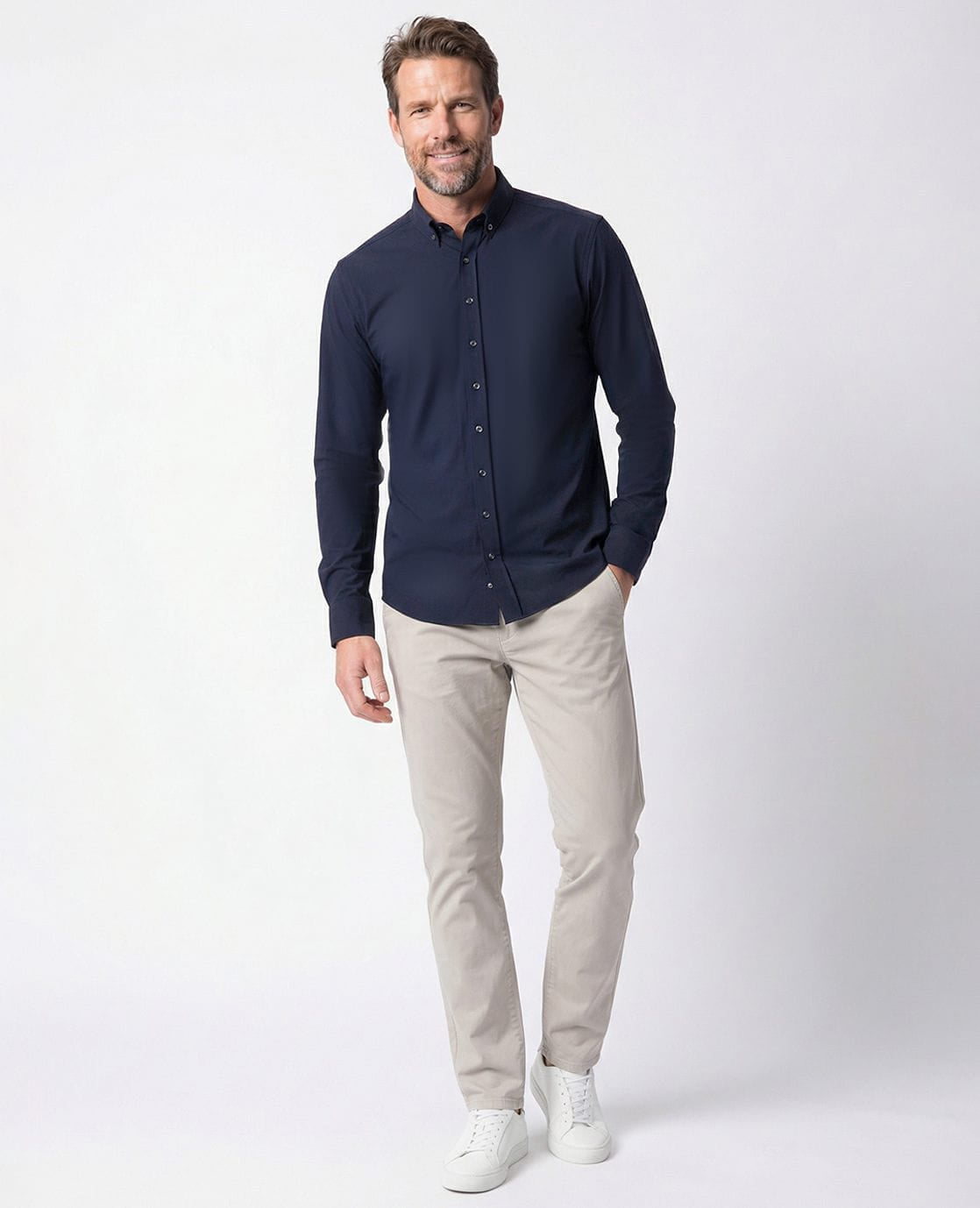 Je m'appelle Tops Button Down Shirt Homme Travel | Donkerblauw