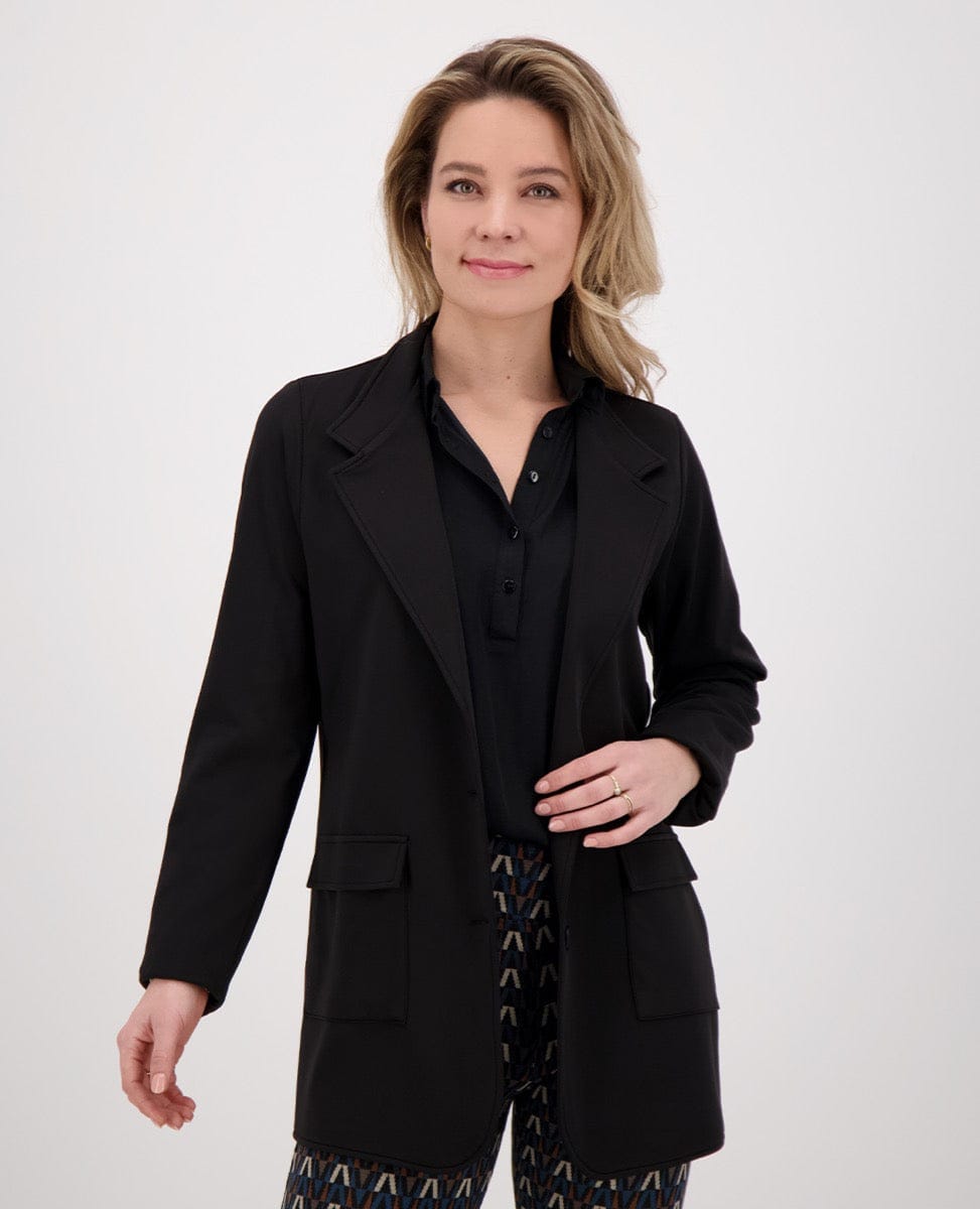 Je m'appelle Jassen Blazer Travel Brushed | Zwart