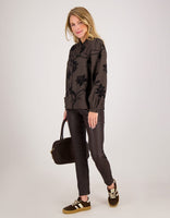 Je m'appelle Tops Blouse Ruche | Chocolate Brown / Black