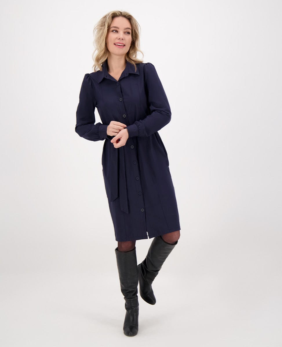 Je m'appelle Jurken Belted Shirt Dress Travel | Donkerblauw