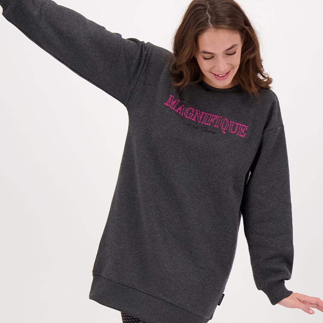 Je m'appelle Tops Winter Grey Melange / XS Tunic Sweater Brushed | Winter Grey Melange