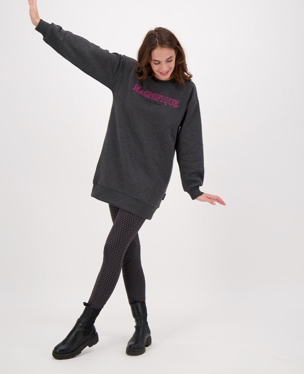 Je m'appelle Tops Tunic Sweater Brushed | Winter Grey Melange
