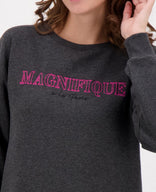 Je m'appelle Tops Tunic Sweater Brushed | Winter Grey Melange