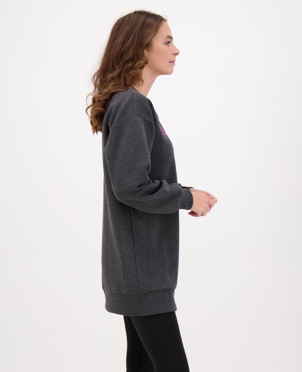 Je m'appelle Tops Tunic Sweater Brushed | Winter Grey Melange
