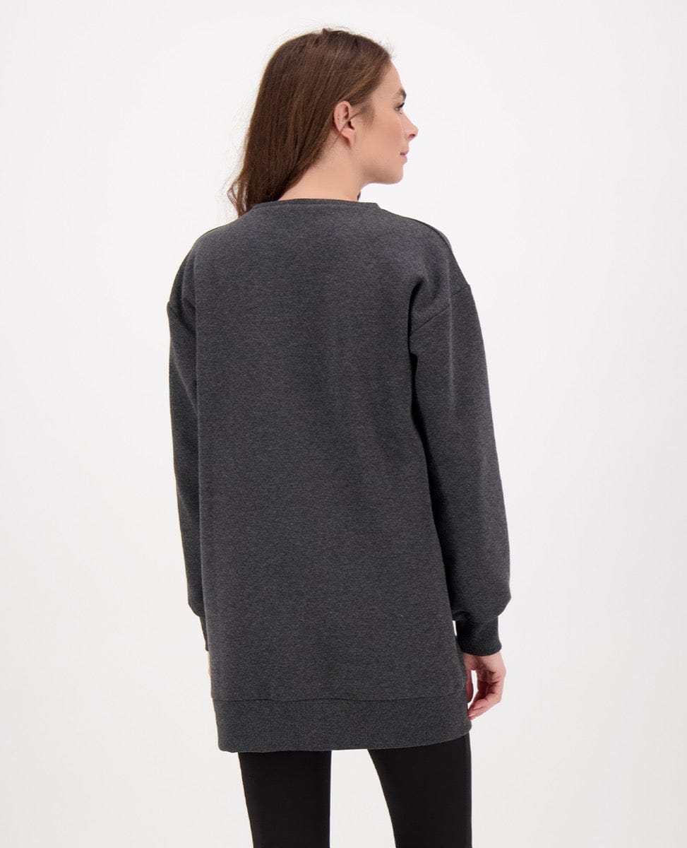 Je m'appelle Tops Tunic Sweater Brushed | Winter Grey Melange