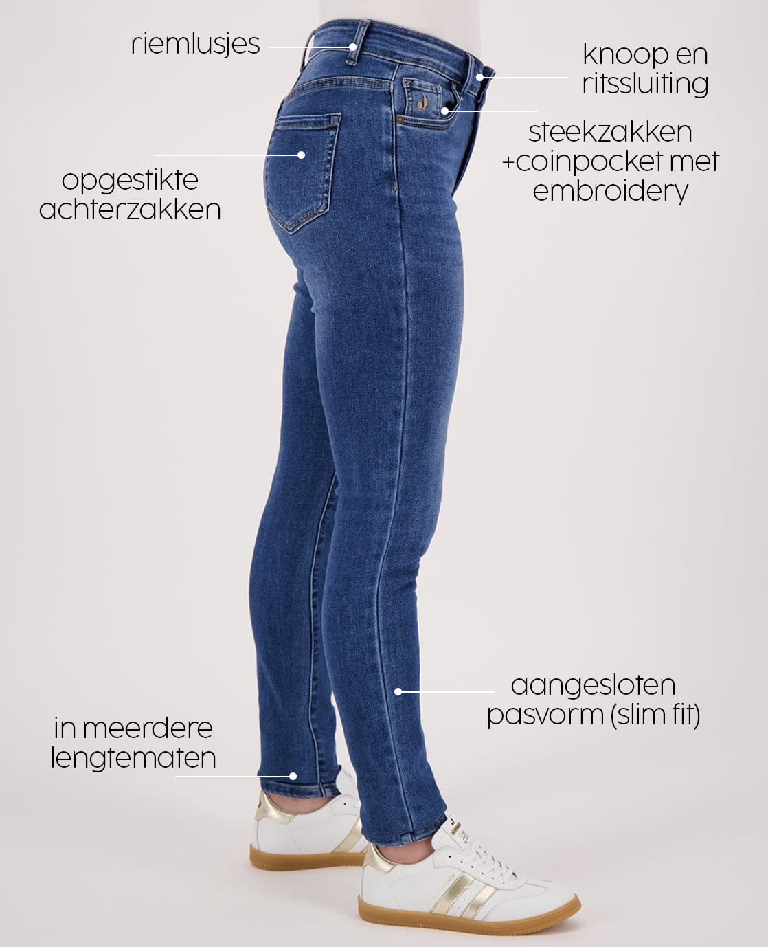 Je m'appelle Broeken Pant Luna Superstretch Denim | Dark Blue Denim