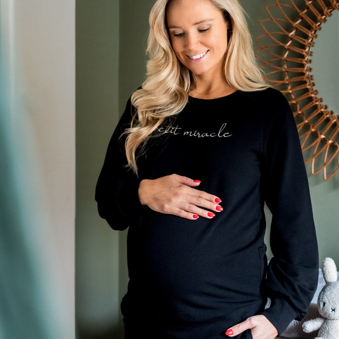 Je m'appelle Tops Zwart / XS Sweater Petit Miracle | Zwart