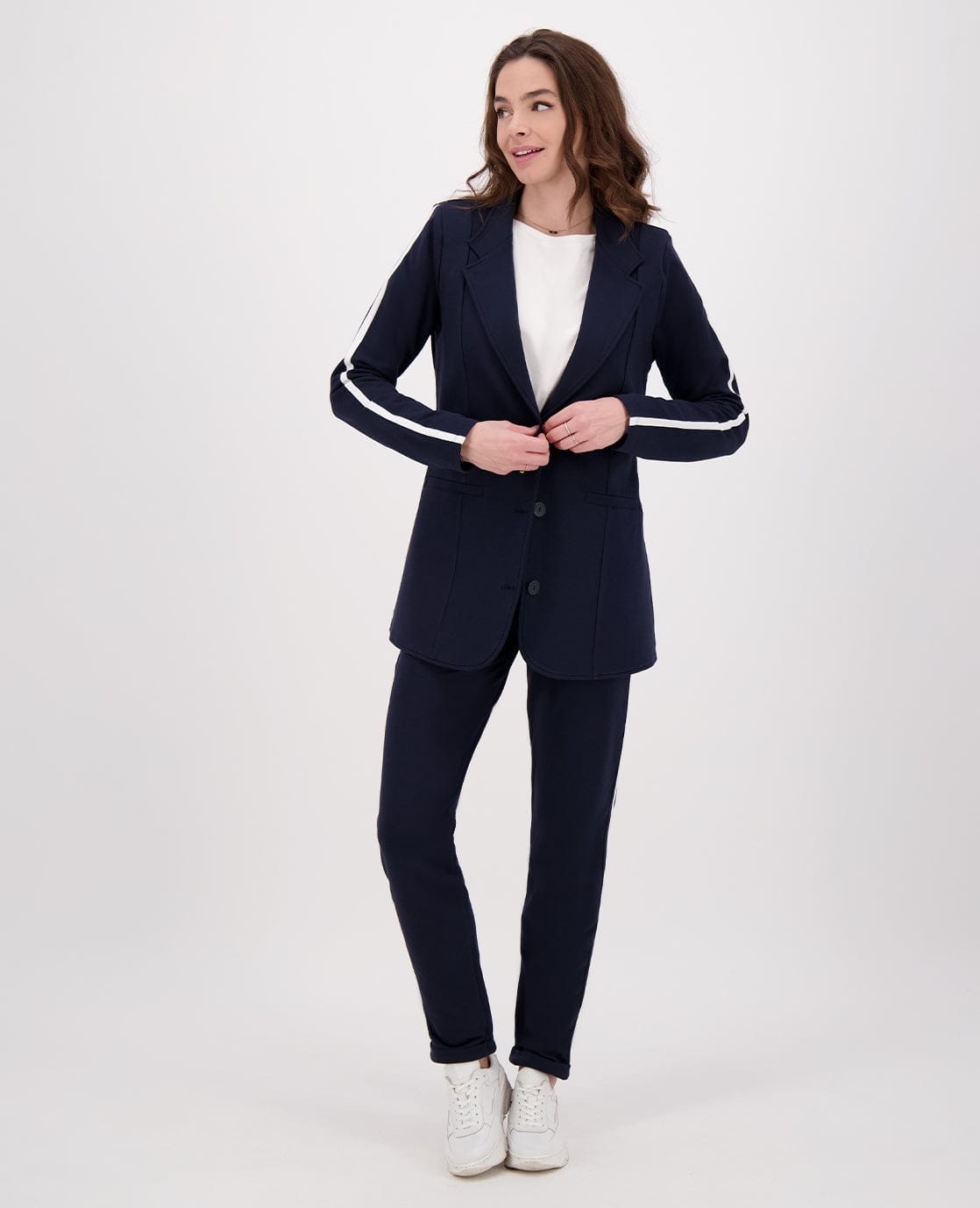 Je m'appelle Broeken Pant Easy | Donkerblauw/Wit