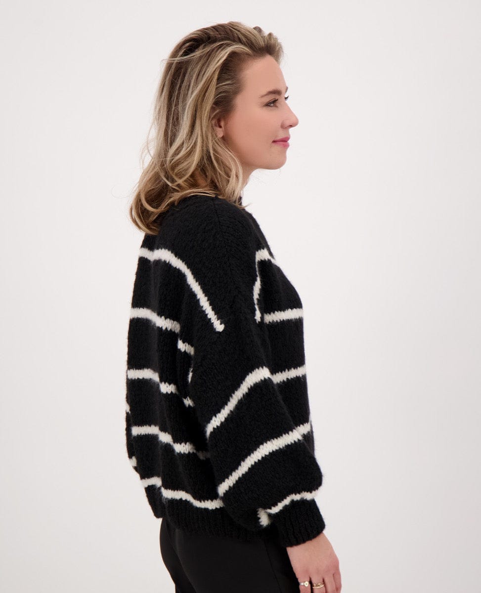Je m'appelle Tops Pull Stripe | Zwart/Beige