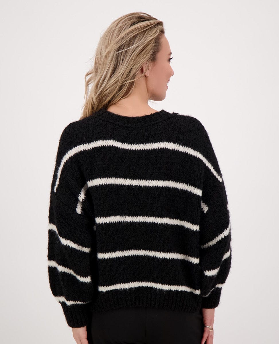Je m'appelle Tops Pull Stripe | Zwart/Beige