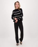 Je m'appelle Tops Pull Stripe | Zwart/Beige