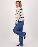 Je m'appelle Tops Pull Stripe | Beige/Donkerblauw