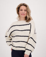 Je m'appelle Tops Pull Stripe | Beige/Donkerblauw