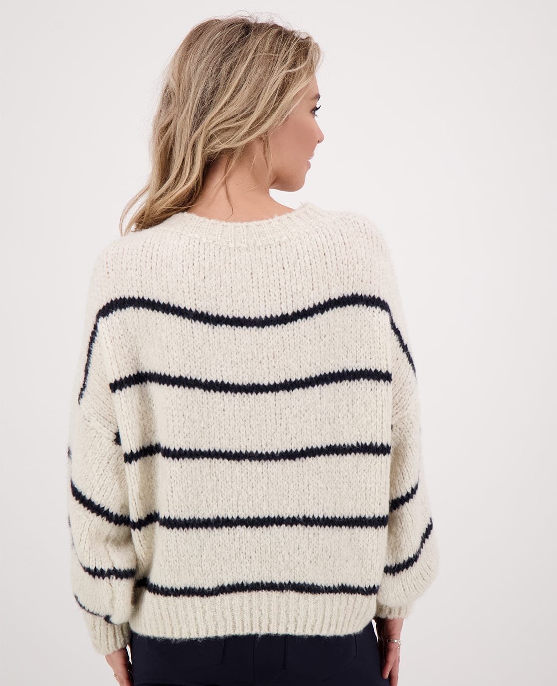 Je m'appelle Tops Pull Stripe | Beige/Donkerblauw