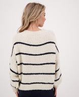 Je m'appelle Tops Pull Stripe | Beige/Donkerblauw