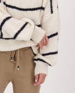 Je m'appelle Tops Pull Stripe | Beige/Donkerblauw