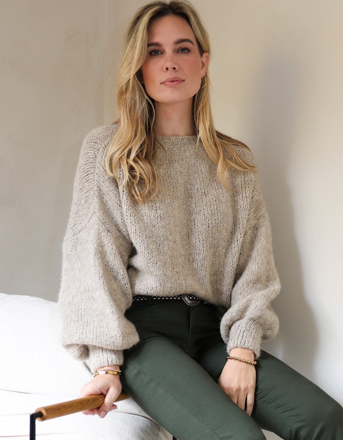 Je m'appelle Tops Light Taupe Melange / S/M Pull Chunky | Light Taupe Melange