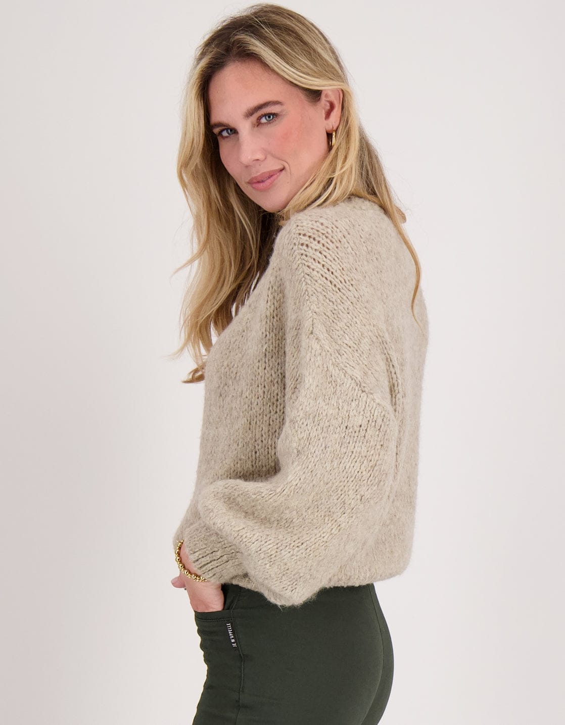 Je m'appelle Tops Pull Chunky | Light Taupe Melange