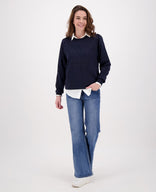 Je m'appelle Broeken Pant Flare Superstretch Denim | Dark Denim