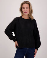 Je m'appelle Tops Pull Chuncky Knit | Zwart