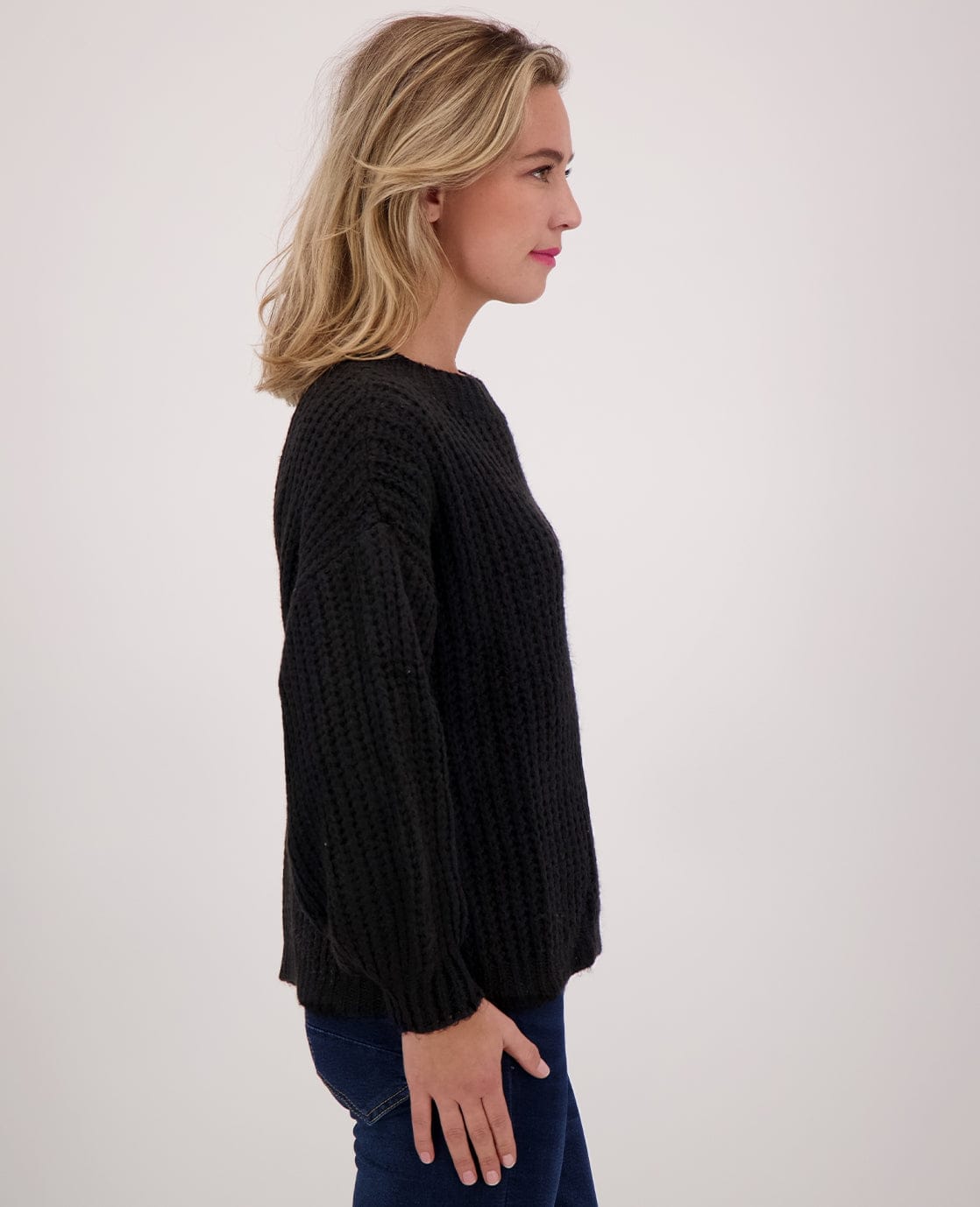 Je m'appelle Tops Pull Chuncky Knit | Zwart