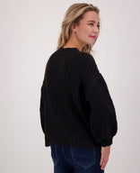Je m'appelle Tops Pull Chuncky Knit | Zwart