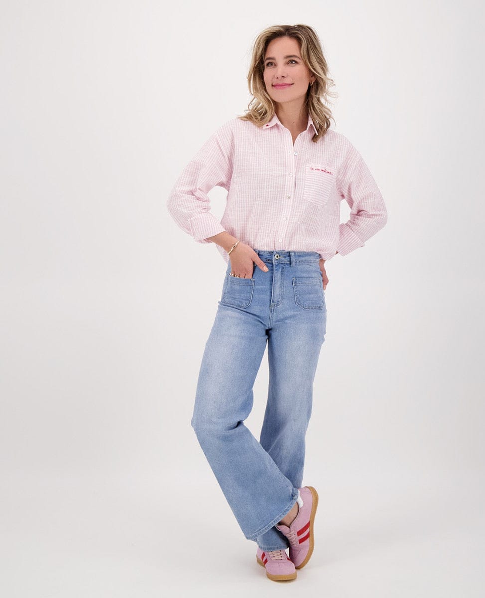 Je m'appelle Broeken Light Denim / XS / Regular Pant Flare Superstretch Denim | Light Denim