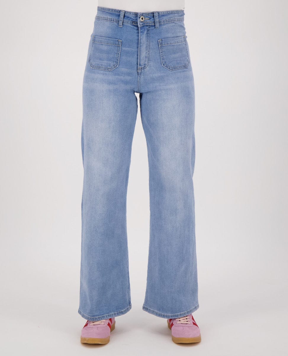 Je m'appelle Broeken Pant Flare Superstretch Denim | Light Denim