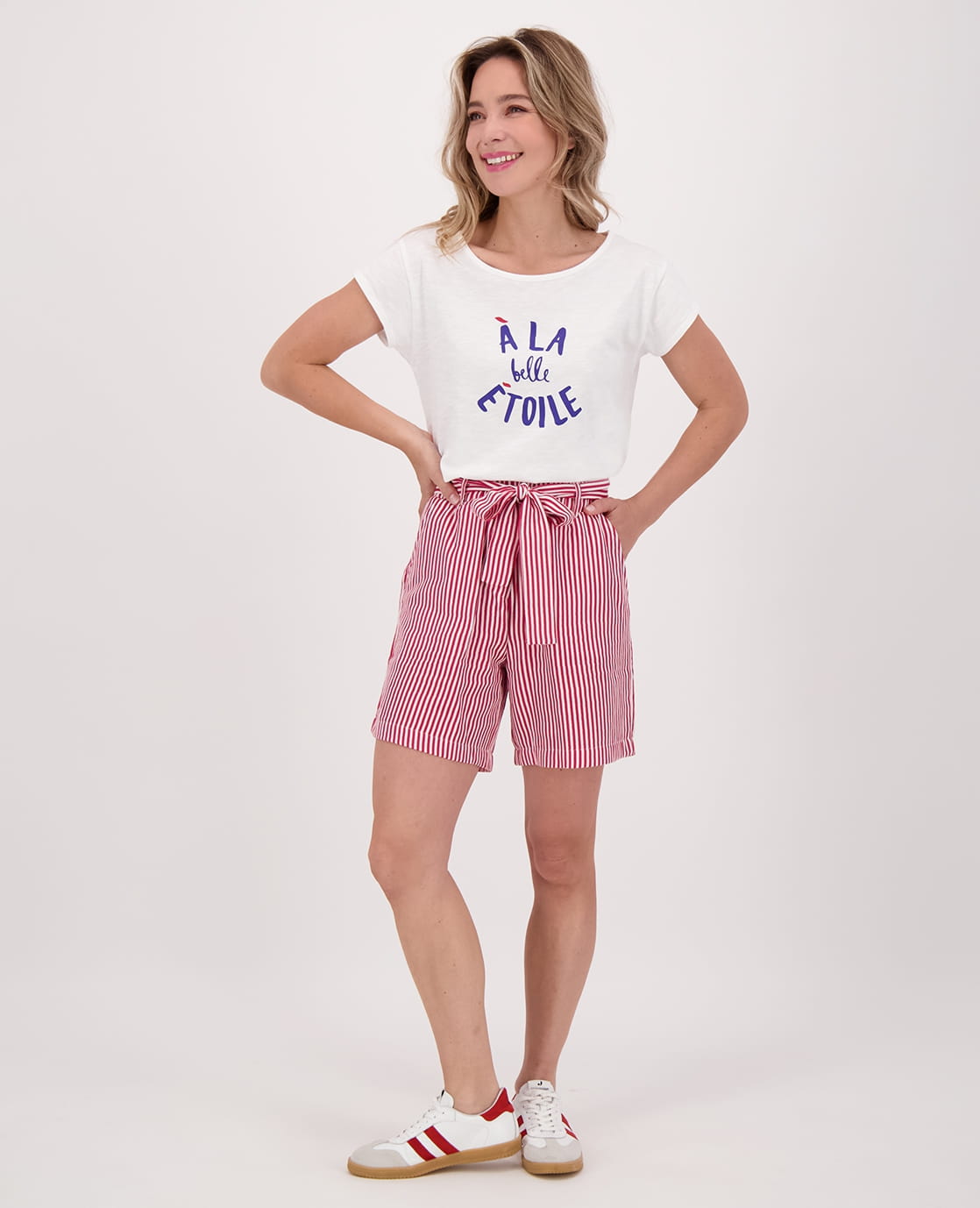Je m'appelle Broeken Short Fancy | Wit/Lobster Red