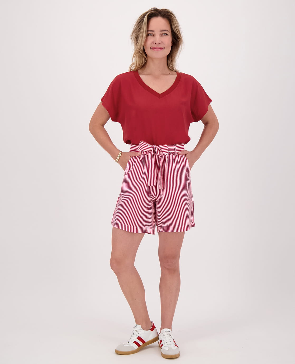 Je m'appelle Broeken Short Fancy | Wit/Lobster Red
