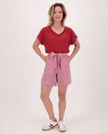 Je m'appelle Broeken Short Fancy | Wit/Lobster Red