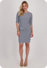 Je m'appelle Jurken Robe Doris | Off white/Donkerblauw