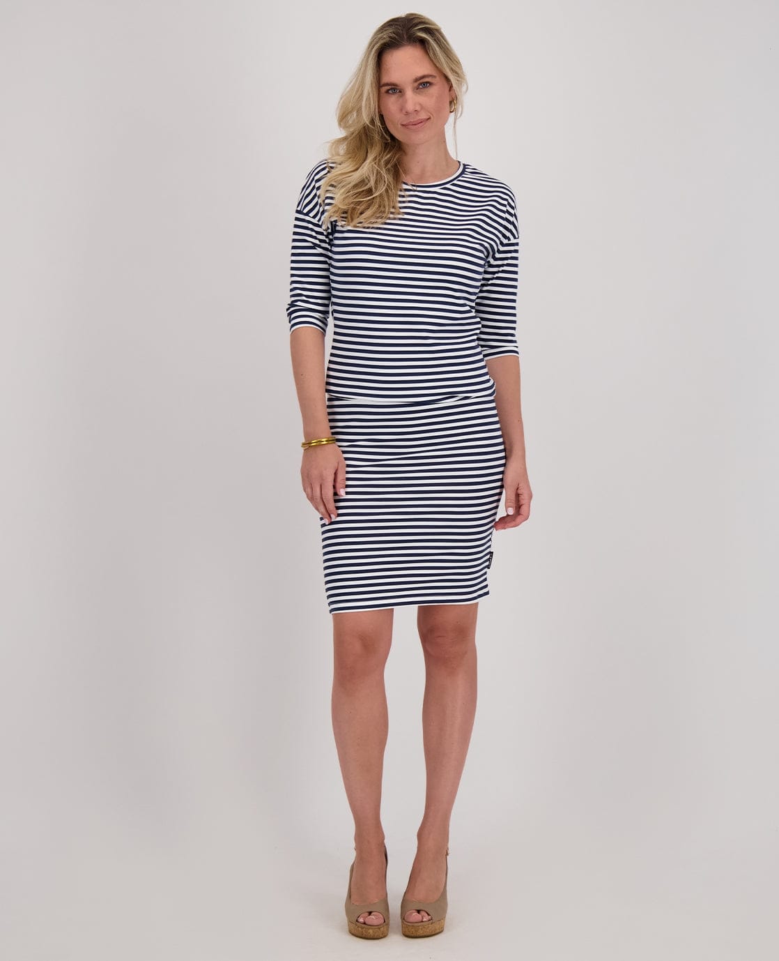 Je m'appelle Jurken Robe Doris | Off white/Donkerblauw