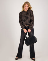 Je m'appelle Tops Blouse Ruche | Chocolate Brown / Black