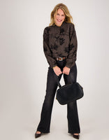 Je m'appelle Tops Blouse Ruche | Chocolate Brown / Black