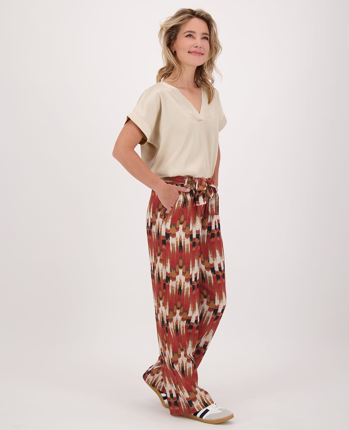 Je m'appelle Broeken Pant Straight | Multicolor / Rood
